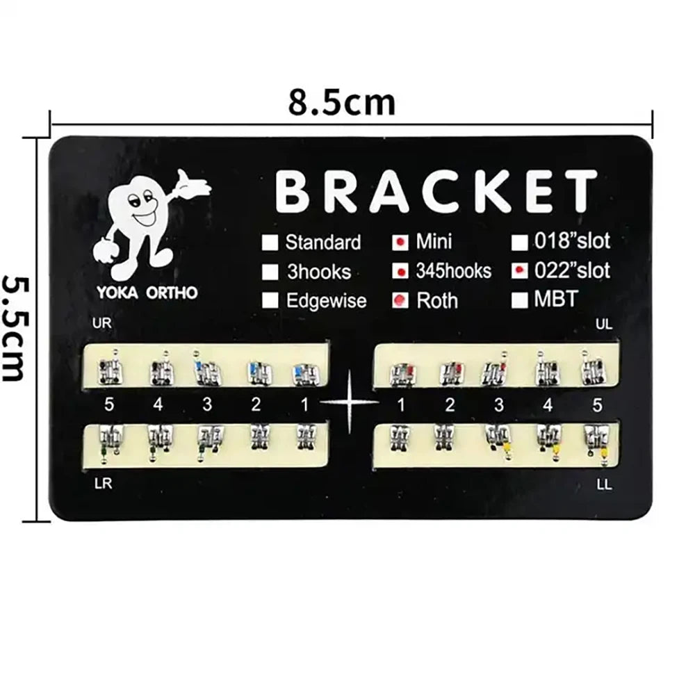 PIORPOY 20Pcs/Kit Dental Orthodontic Brackets Braces For Teeth MIM Monoblock Metal Standard Roth MBT Slot 0.022 0.018 Hooks 345