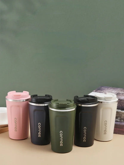 380/510ml Stainless Steel Coffee Cup Travel Thermal Mug Leak-Proof Thermos Bottle Tea Coffee Mug Office Business Style Thermos