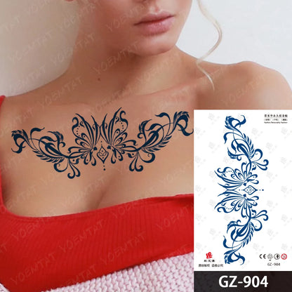 Bow Tie Love Juice Ink Lasting Waterproof Temporary Tattoo Sticker Leaf Totem Semi Permanent Fake Tatoo Body Art Men Women Arm