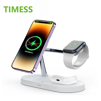 3 in 1 Wireless Charger Stand For iPhone 12 13 14 15 16 Fast Charging Station for Apple Watch 10 9 8 7 6 5 4 Airpods 2 3 Pro