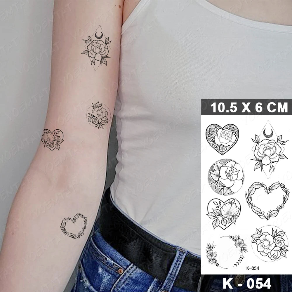 Waterproof Temporary Tattoo Sticker Moon Sun Black Line Geometric Flash Tatoo Women Men Child Arm Ankle Body Art Fake Tatto Cool