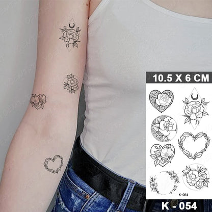 Waterproof Temporary Tattoo Sticker Moon Sun Black Line Geometric Flash Tatoo Women Men Child Arm Ankle Body Art Fake Tatto Cool