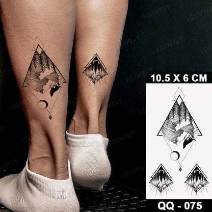 Waterproof Temporary Tattoo Sticker Moon Sun Black Line Geometric Flash Tatoo Women Men Child Arm Ankle Body Art Fake Tatto Cool