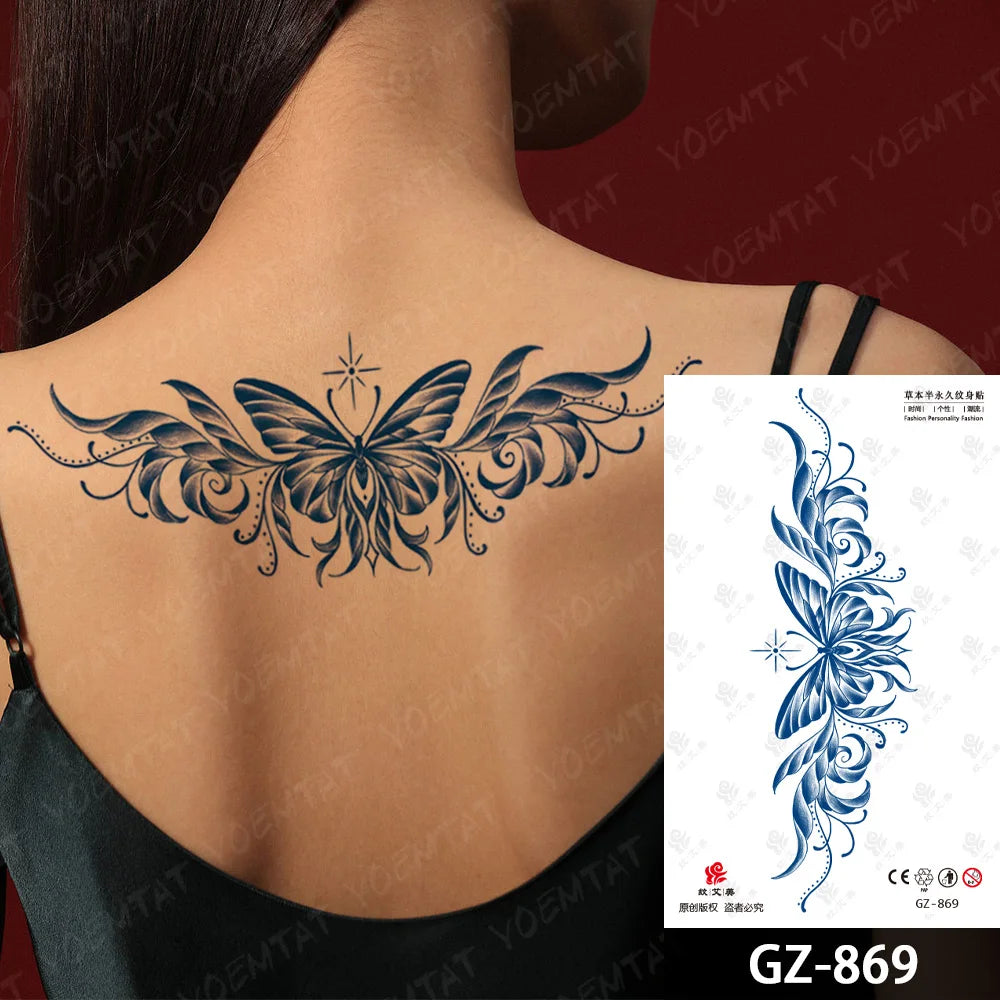 Bow Tie Love Juice Ink Lasting Waterproof Temporary Tattoo Sticker Leaf Totem Semi Permanent Fake Tatoo Body Art Men Women Arm