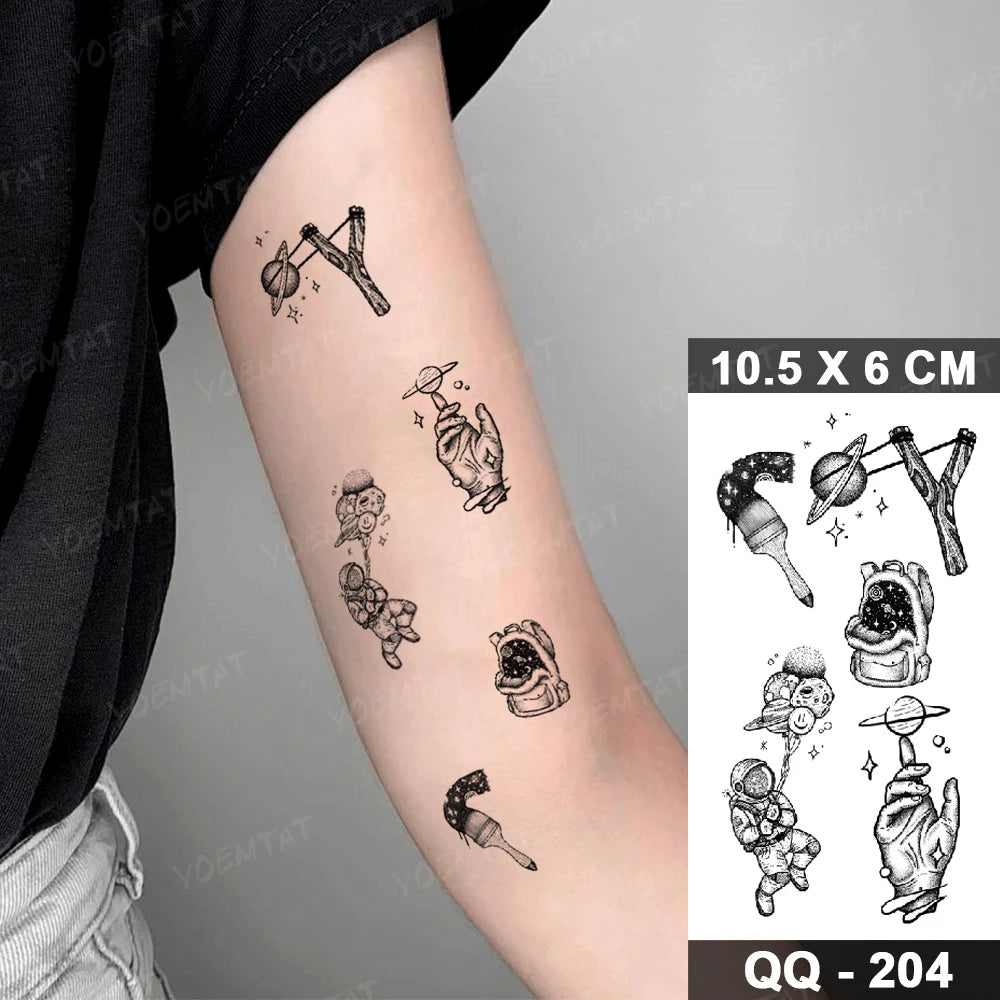 Waterproof Temporary Tattoo Sticker Moon Sun Black Line Geometric Flash Tatoo Women Men Child Arm Ankle Body Art Fake Tatto Cool