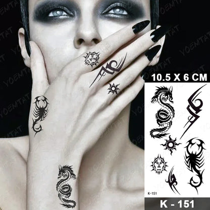 Waterproof Temporary Tattoo Sticker Moon Sun Black Line Geometric Flash Tatoo Women Men Child Arm Ankle Body Art Fake Tatto Cool