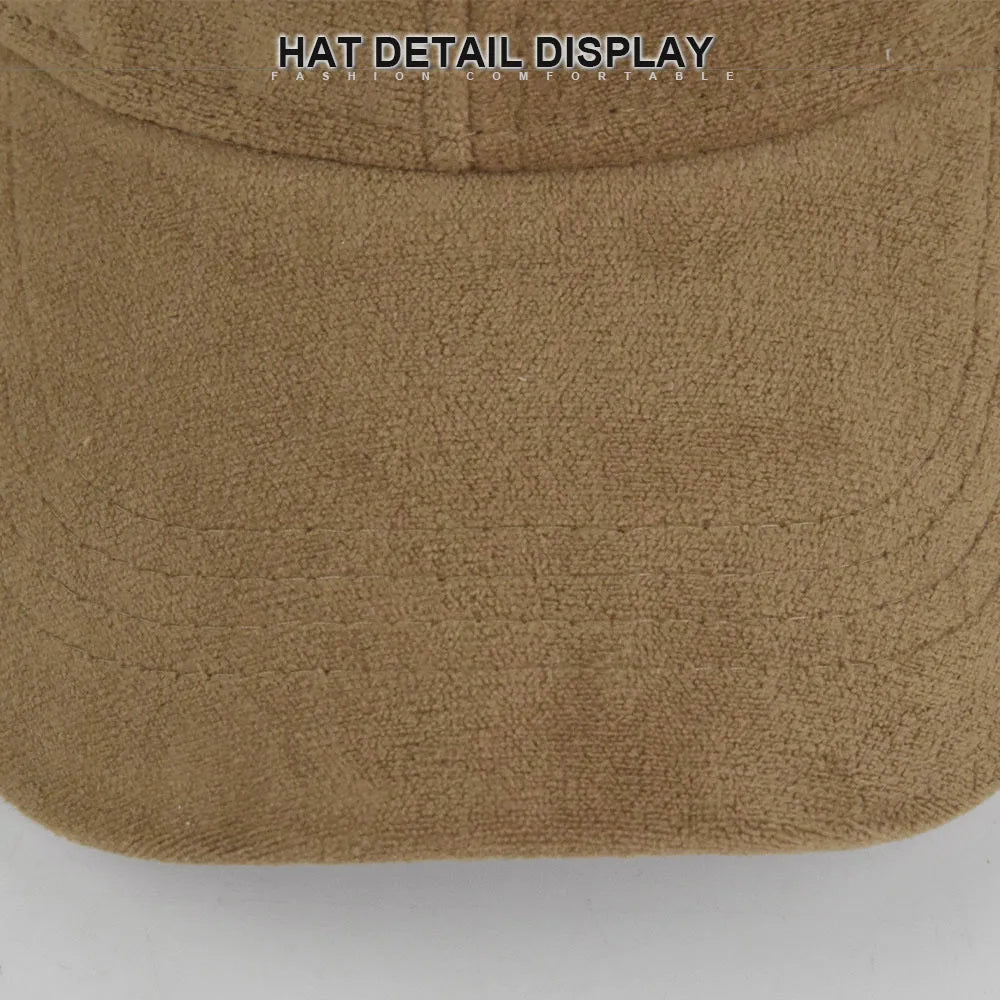 Solid Suede Retro Baseball Caps For Men Women Spring Autumn Street Snapback Hip Hop Hat Adjustable Faux Fur Sunscreen Visor Cap