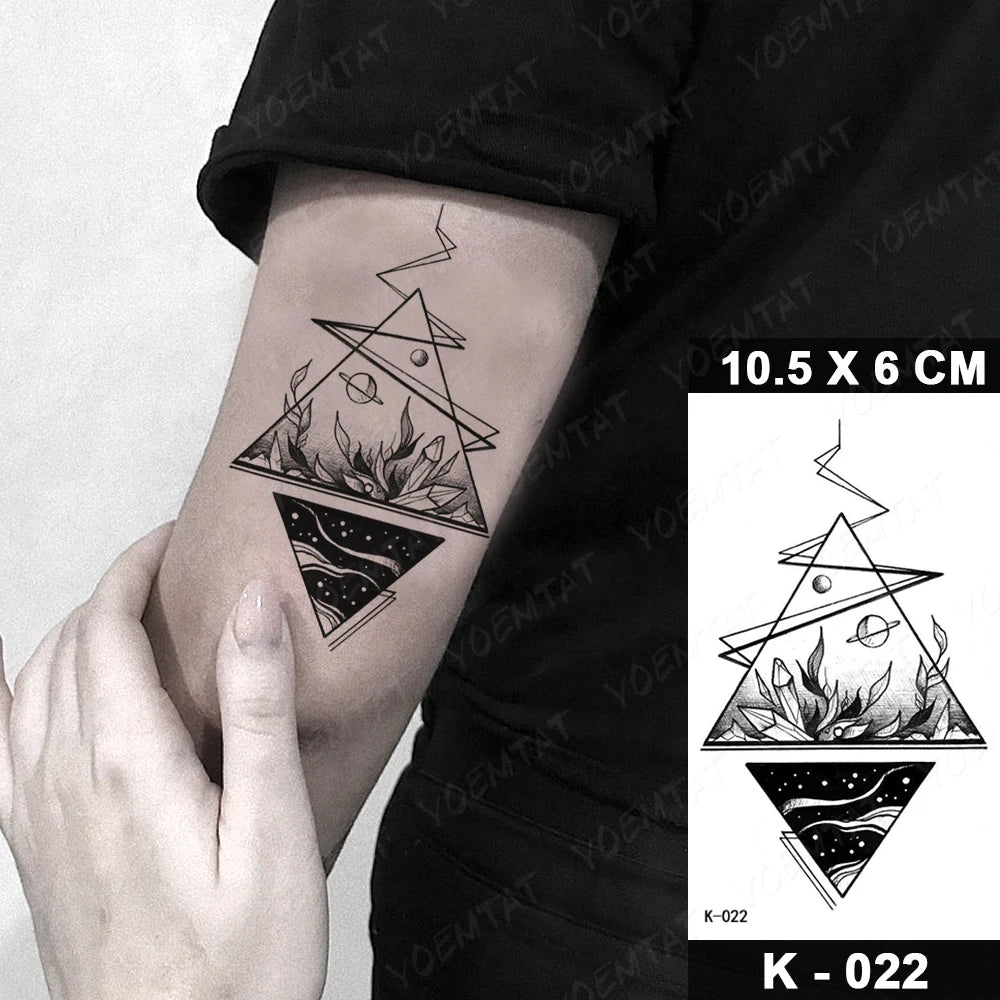 Waterproof Temporary Tattoo Sticker Moon Sun Black Line Geometric Flash Tatoo Women Men Child Arm Ankle Body Art Fake Tatto Cool