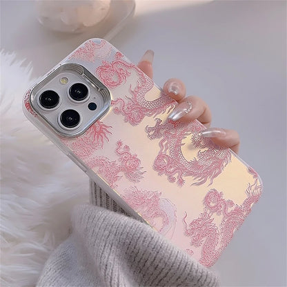 Nwe Year Phone Cases For iphone 15 14 13 Pro Max Chinese Pink Dragon Pattern Phone Fundas Back Protective fantastic Style Covers