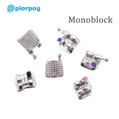 PIORPOY 20Pcs/Kit Dental Orthodontic Brackets Braces For Teeth MIM Monoblock Metal Standard Roth MBT Slot 0.022 0.018 Hooks 345