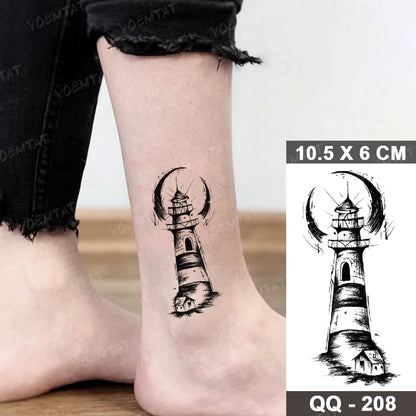 Waterproof Temporary Tattoo Sticker Moon Sun Black Line Geometric Flash Tatoo Women Men Child Arm Ankle Body Art Fake Tatto Cool